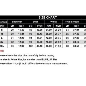 Badrot dress size chart